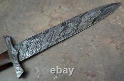 Custom Made Damascus Steel Viking Dagger with Rose Wood Handle (BK 4068)
