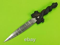 Custom Made JIM FERGUSON Large Fighting Hunting Damascus Carved Knife Dagger