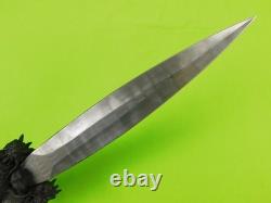 Custom Made JIM FERGUSON Large Fighting Hunting Damascus Carved Knife Dagger