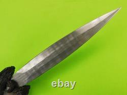 Custom Made JIM FERGUSON Large Fighting Hunting Damascus Carved Knife Dagger