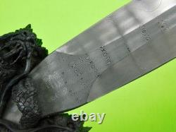 Custom Made JIM FERGUSON Large Fighting Hunting Damascus Carved Knife Dagger