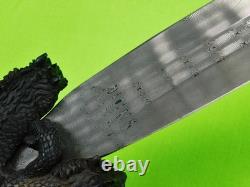 Custom Made JIM FERGUSON Large Fighting Hunting Damascus Carved Knife Dagger