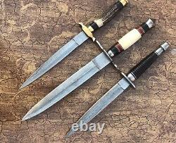 Custom hand Made Damascus steel Dagger Blade Camping Survival Hunting knife