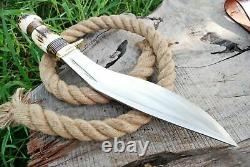 D2 Steel Custom Handmade Massive Hunting Kukri Dagger Knife Antler Grip & Sheath