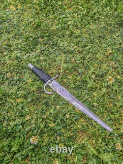 D2 Tool Steel Collector Dagger Leather Handle Full Tang Leather Sheath