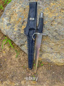 D2 Tool Steel Collector Dagger Leather Handle Full Tang Leather Sheath