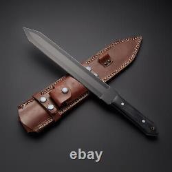 D2 steel carbon coated double edge handmade dagger survival combat hunting knife