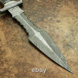 Dagger -Custom Handmade Damascus Steel Dagger Knife & Buffalo Horn Handle