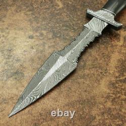 Dagger -Custom Handmade Damascus Steel Dagger Knife & Buffalo Horn Handle