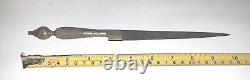 Dagger Fighting Knife leather handle etched brass