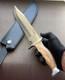 Dagger Knife Fixed Leopard Wood Handle Leather Sheath Men's Vintage France Rare