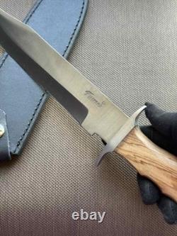 Dagger Knife Fixed Leopard Wood Handle Leather Sheath Men's Vintage France Rare Dagger Knife Fixed Leopard Wood Handle Leather Sheath Men's Vintage France Rare