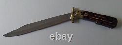 Dagger Knife Japan Large Folding, Jigged Handle Stag Look Hunting Fighting VNTG