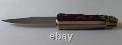 Dagger Knife Japan Large Folding, Jigged Handle Stag Look Hunting Fighting VNTG