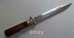 Dagger Knife Japan Large Folding, Jigged Handle Stag Look Hunting Fighting VNTG