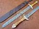 Damascus Custom Handmade 32 Inches Olive Wood Handle Viking Sword Knife