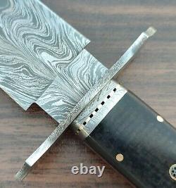 Damascus Steel Dagger Knife Premium Quality Handmade Double Edge Hunting Knife