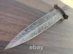 Damascus Steel Dagger Knife Premium Quality Handmade Double Edge Hunting Knife