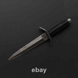 Damascus steel Dagger with Beautiful handle included BLACK leather sheath