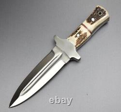 EDC HANDMADE D2 Steel Hunting Dagger Fix Blade DoubleEdge Boot Knife Deer Stag