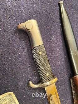 Engraved WWI WW2 German Dagger Dress Bayonet Fighting knife w frog
