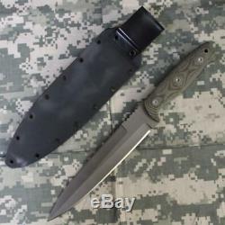 Entrek USA COMMANDO 440C Fixed Blade Knife Kydex Sheath Canvas Micarta Scales