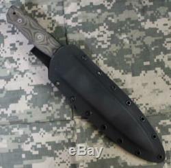 Entrek USA COMMANDO 440C Fixed Blade Knife Kydex Sheath Canvas Micarta Scales