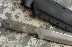 Entrek USA COMMANDO 440C Fixed Blade Knife Kydex Sheath Canvas Micarta Scales