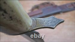 FINEST Vintage 1977 Custom Carved Figural Boar-Hunting Dagger Knife Signed MJW