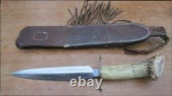 FINEST Vintage 1977 Custom Carved Figural Boar-Hunting Dagger Knife Signed MJW