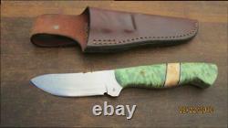 FINEST Vintage Custom BUZZARD Hand-forged Carbon Steel Hunting Knife withDyed Burl