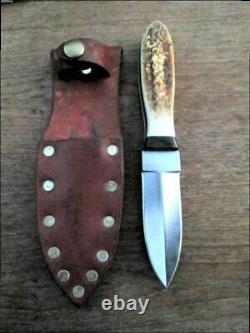 FINEST Vintage Custom File-made Steve Bass Boot Dagger/Fighting Knife withStag