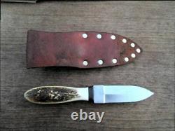 FINEST Vintage Custom File-made Steve Bass Boot Dagger/Fighting Knife withStag