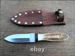 FINEST Vintage Custom File-made Steve Bass Boot Dagger/Fighting Knife withStag