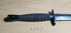 Fairbairn Sykes Stiletto Dagger Ribbed & Roped F/s Fighting Knife Ww2 Era