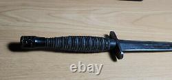 Fairbairn Sykes Stiletto Dagger Ribbed & Roped F/s Fighting Knife Ww2 Era