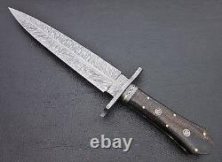 Feather Pattren Custom Handmade Damascus Steel Hunting Dagger Knife 14.5