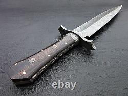 Feather Pattren Custom Handmade Damascus Steel Hunting Dagger Knife 14.5