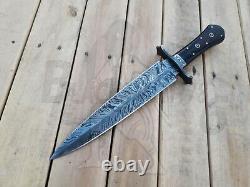 Feather Pattren Damascus Dagger Knife 14.5 Custom Handmade Micarta Handle