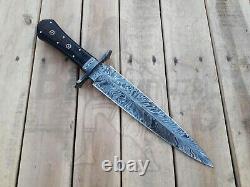 Feather Pattren Damascus Dagger Knife 14.5 Custom Handmade Micarta Handle