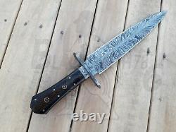 Feather Pattren Damascus Dagger Knife 14.5 Custom Handmade Micarta Handle