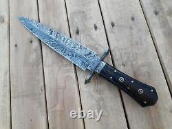 Feather Pattren Damascus Dagger Knife 14.5 Custom Handmade Micarta Handle