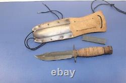 Fine Vintage U. S. Military Pilot Knife Dagger with Scabbard & Stone c. 2-1980