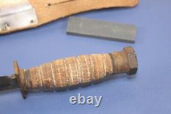 Fine Vintage U. S. Military Pilot Knife Dagger with Scabbard & Stone c. 2-1980