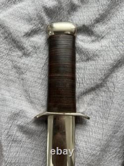 Fink Leather Shops Combat Dagger Fixed Blade, Steel Spear Point, Full Tang
