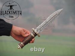 Fixed Blade Dagger Knife 13.5 Damascus Steel Hand Forged Hunting Camping Knife
