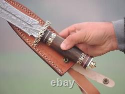 Fixed Blade Dagger Knife 13.5 Damascus Steel Hand Forged Hunting Camping Knife