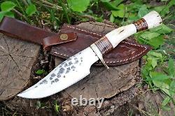 Forge Custom Handmade Hunting Dagger Tactical Blade Knife Stag Grip & Cover