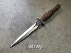 Fox Knives Fairbairn Sykes Dagger FX-593 N690Co Blade with Custom Leather Sheath
