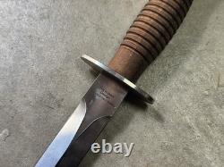 Fox Knives Fairbairn Sykes Dagger FX-593 N690Co Blade with Custom Leather Sheath